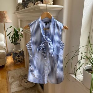 Banana Republic Riley shirt size 8 blue and white striped sleeveless button up